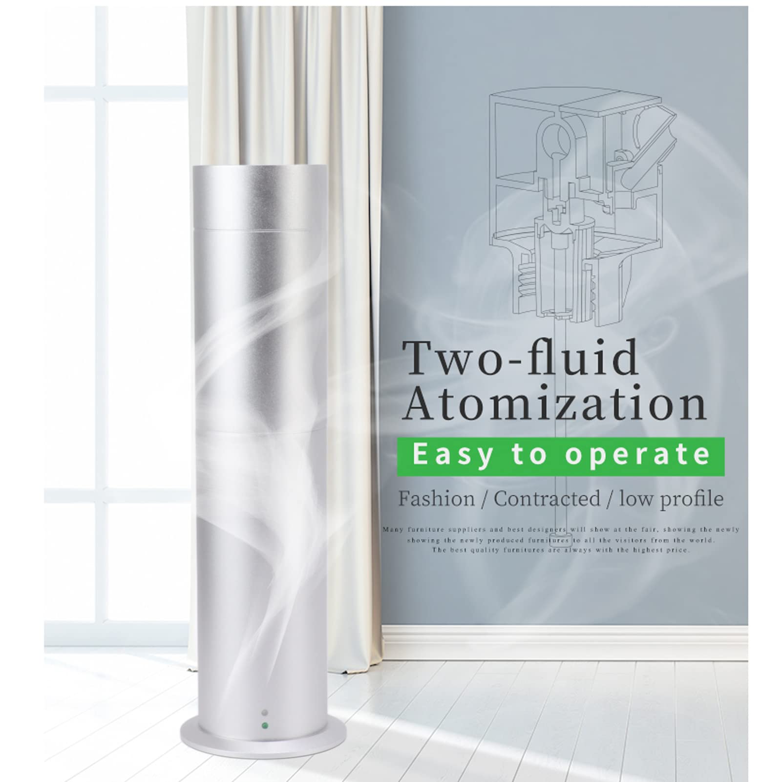 Fockety Difusor de Aceites Esenciales, 120ml Scent Air Machine Difusor de Aromaterapia de Aire Frío con Control Remoto y Temporizador, Máquina Inteligente de Aromaterapia para SPA, Yoga (Plata)