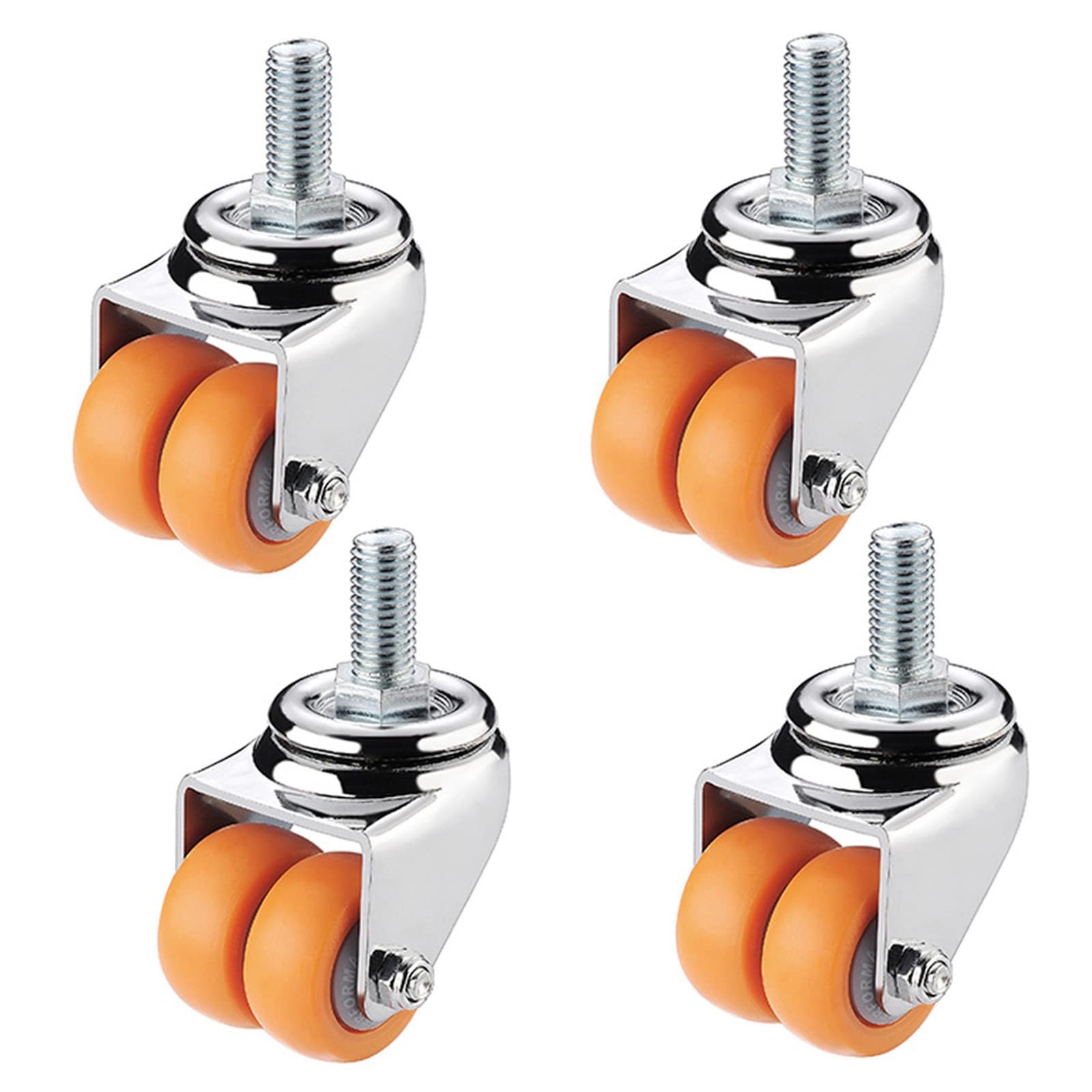 GBRJUYF Heavy Duty 1.5" Rubber Swivel Caster Wheels with M12 Threaded Stem - Set of 4, Mute & Wear-Resistant, Perfect for Furniture & Equipment Replacement