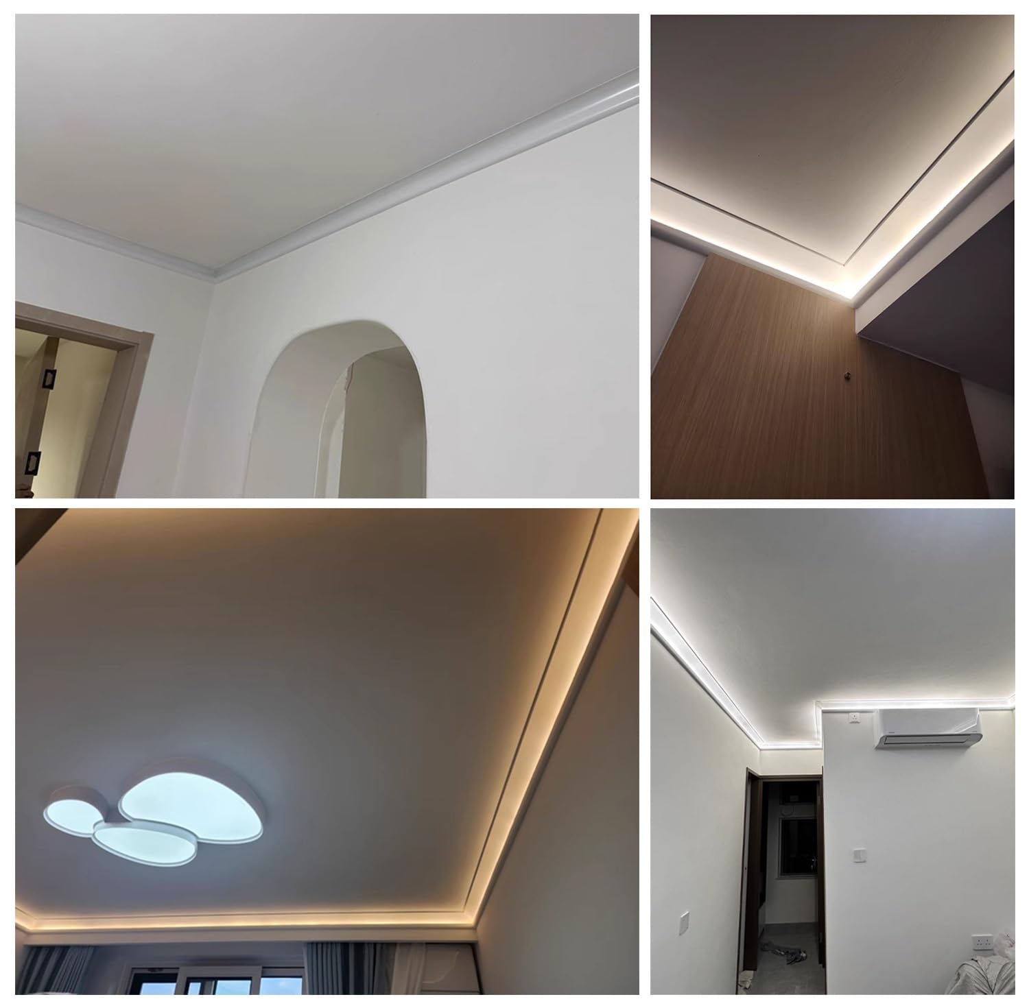 Dekoracyjna listwa sufitowa, gzyms LED do narożników wewnętrznych/zewnętrznych - dyfuzor taśm LED 5,1 m, dekoracyjna listwa sufitowa, konfigurowalny profil listwy przypodłogowej do