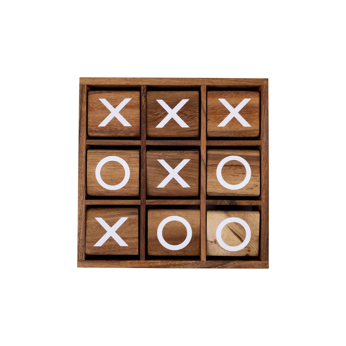 Engelhart XL Wooden Tic Tac Toe Game 20.2 cm β Noughts and Crosses with Rotating Blocks, Logic Strategy Game for 2 Players 350385