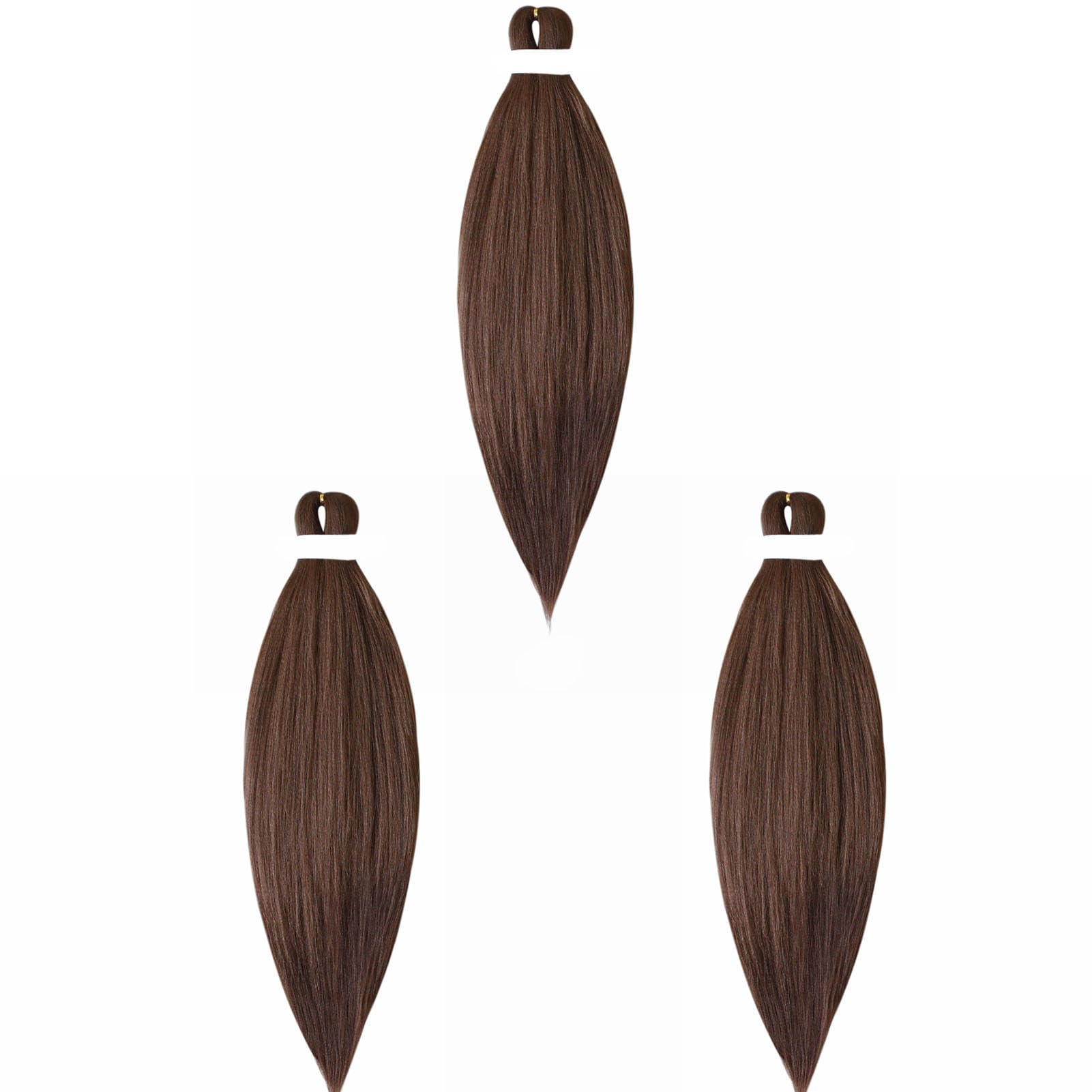 Gairyan Extensiones para Trenzas Africanas Cabello 3 Piezas 26inch Natural Yaki Textura Pre-Stretched Braiding Hair Easy Trenzas Pelo Sintético Profesional para Trenzado (Castaño claro)