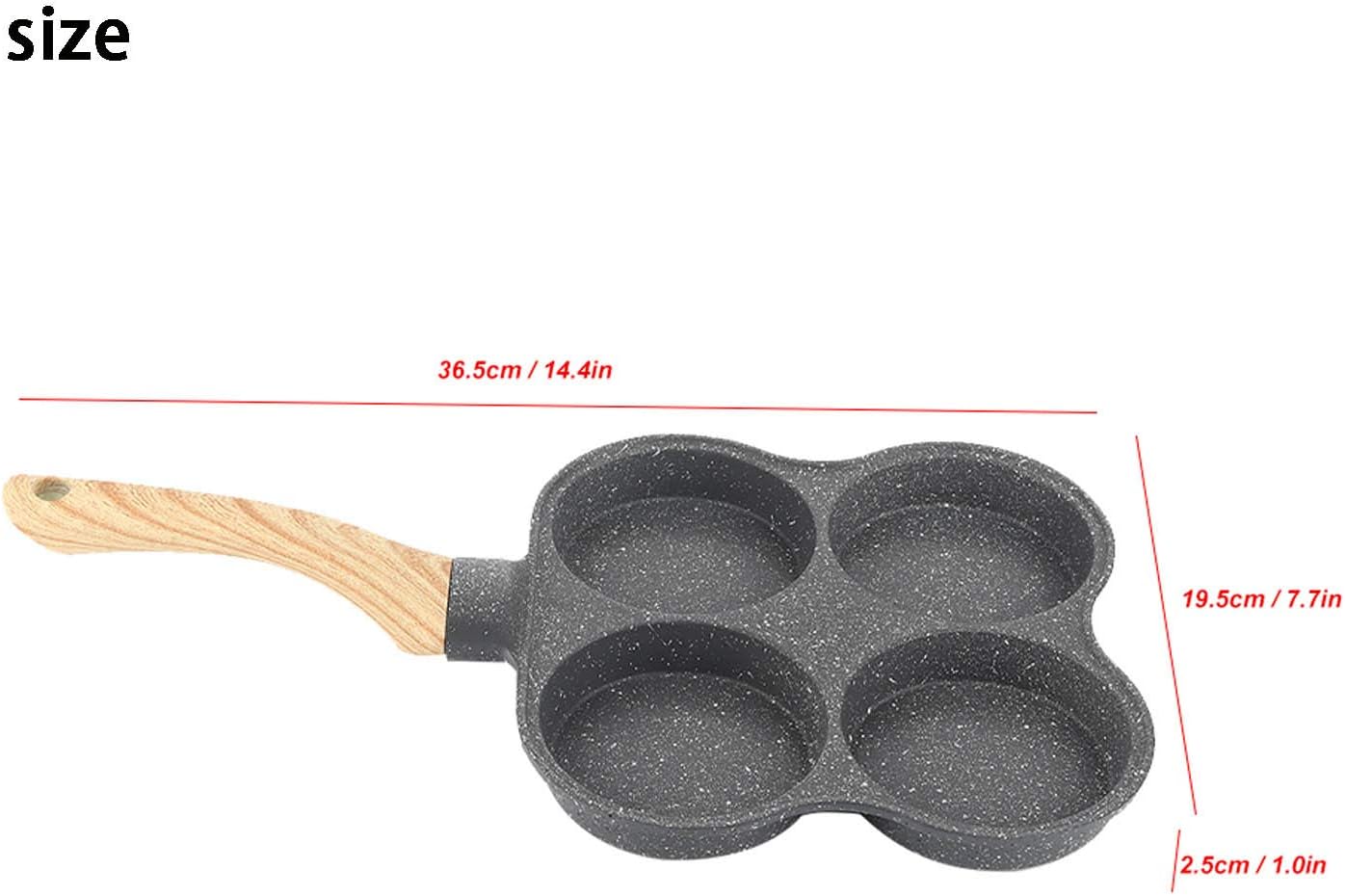 Yitengteng 4-Hole Breakfast Professional Egg Frying Pan 4-Mold Pan Non-stick Frying Pan 4-Cup Pancake Pan Pan Maifan Stone Coating Non Stick Egg Cooker Pan Compatible with All Heat Sources