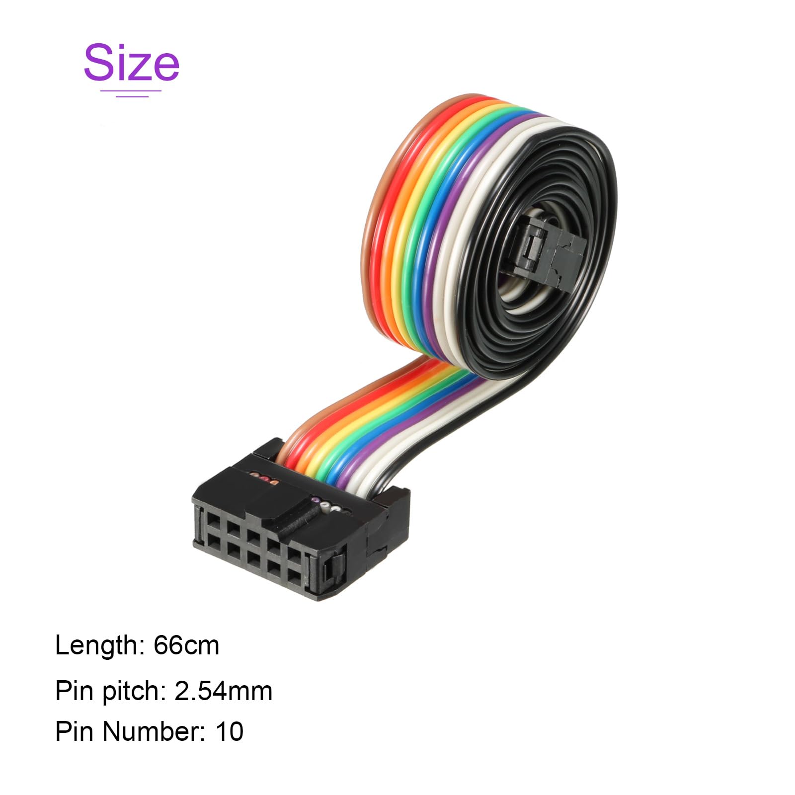 DMiotech 1pz 10 Perni IDC Piatto Nastro Cavo 66cm Lunghezza 2.54mm Passo Scheda Sicurezza Jumper Cavi per Elettronica Progetti Tipo-C