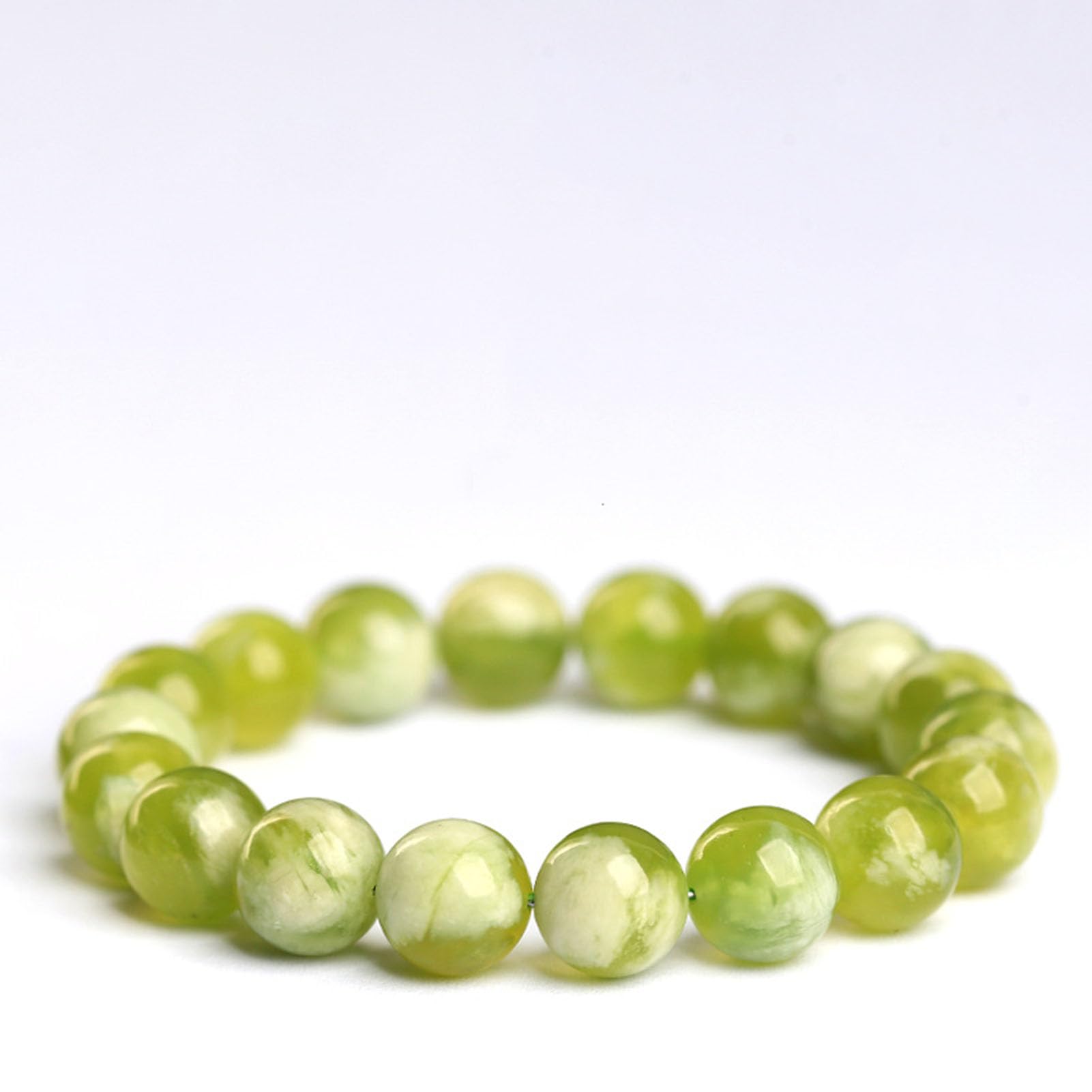 Bracciale in Giada Naturale da Donna Bracciale Elastico con Perline di Giada Verde sfumato, Adatto per Il Ringraziamento Misura Regolabile Ricchezza Prosperità Perline di Pietra,10MM