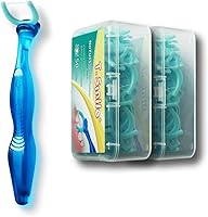 T.Smile NoFuss Dental Flosser Kit: 5-Inch Ergonomic Handle + 100 Extra-Strength Refill Heads for Easy, Comfortable Flossing