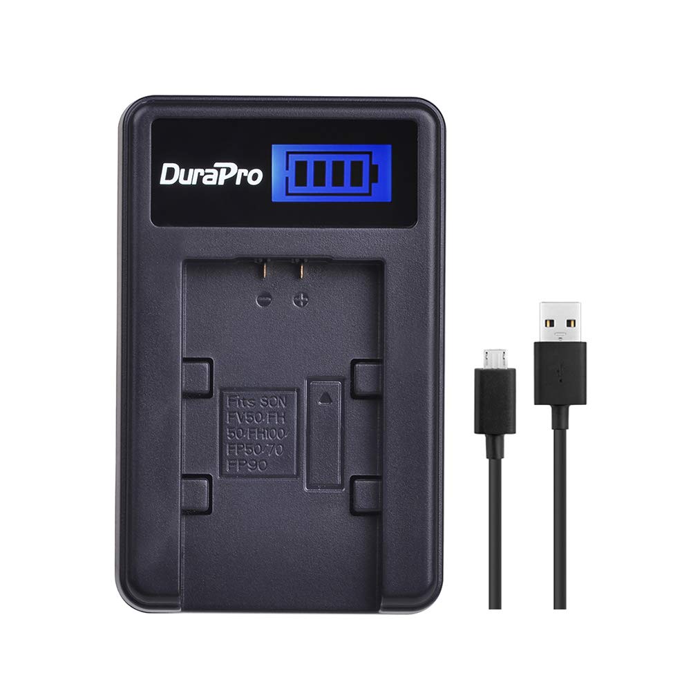 DuraPro 2Pcs 1200mAh NP-FV50 NP-FV50 Akku + LCD USB Ladegerät für Sony NP-FV30 NP-FV40 Akkus; HDR-CX150E HDR-CX170 HDR-SR68 DCR-SR20E HDR-CX190 HDR-CX130 Handycams