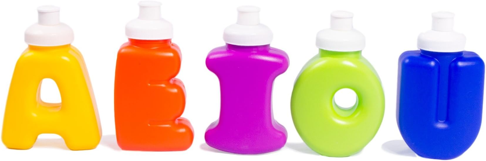 ABC Kids Sippy Cups / Water Bottle Shaped Like Letters / 100% BPA Free Hard Plastic / Fit in lunch box / 5 piece set