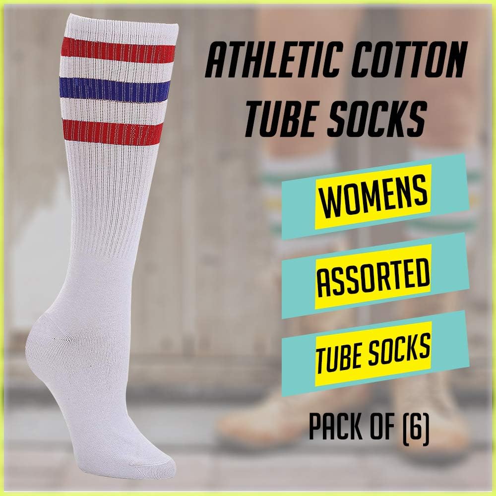 Yacht & Smith 6 Pairs Of Men's & Women's Wholesale Bulk Cotton Tube Socks, Referee Style, by SOCKS'NBULK