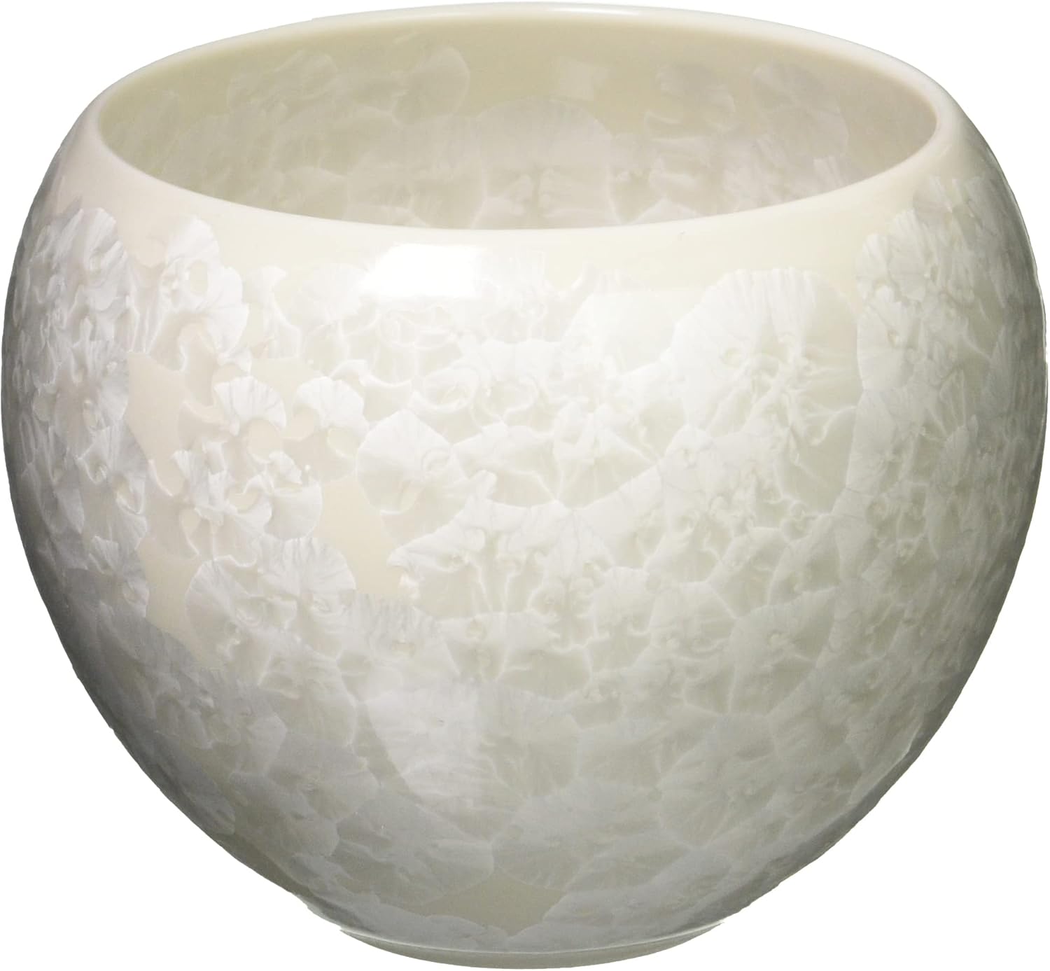 Kyoto Ware KTA158-02 Kiyomizu Ware Ceramic Bean Kiln Tea Bowl, Flower Crystal (White)