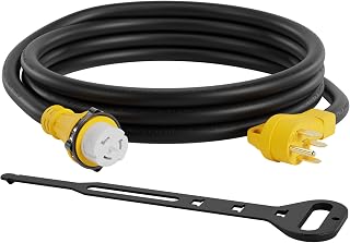 15 FT Generator Cord, 14-50P to SS2-50R Power Cord with Cord Organizer, Generator Plug with Twist Lock, Generator Cord 50 amp 4 Prong with Grip Handle for Power Shortage or Emergency, ETL Listed