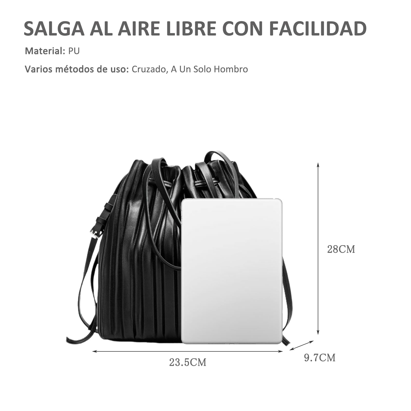 NICOLE & DORIS Bolso de Mano Mujer Bolso Noche Bolsos Plisado Modernos Bolso Bandolera PU Cuero Suave Bolso Hombro Elegante Bolso Fiesta Negro
