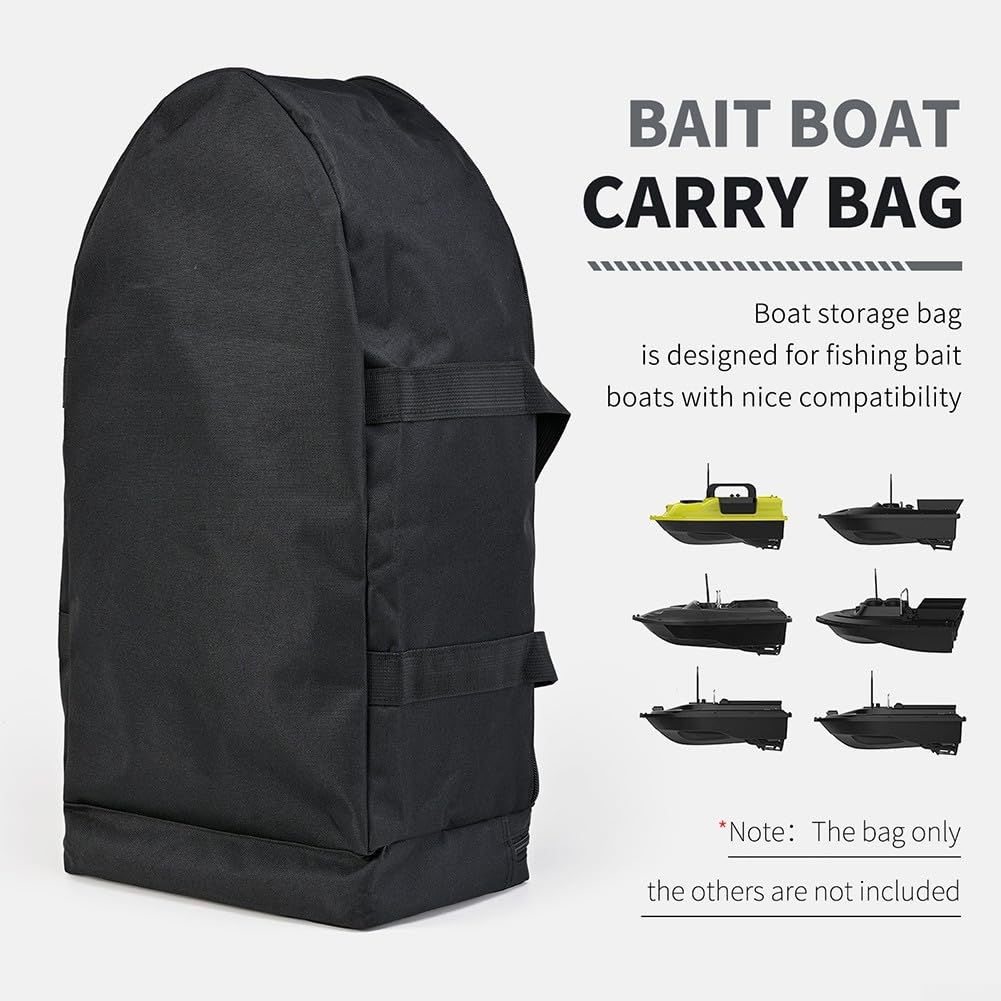 Bait Boat Bag, borsa per il trasporto per esca barca idrorepellente pesca barca borsa di stoccaggio, per la pesca all'aperto, escursionismo, caccia, campeggio, viaggi, 60 x 30 x 20 cm (28283-A1-BK)