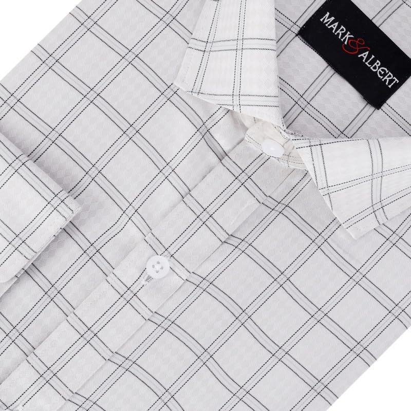Image of MARK & ALBERT 100% Cotton Full Sleeves Regular Fit Formal Shirt for Men Blue
