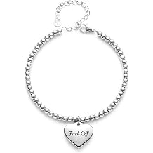 Inspiring Quote Heart Charm Bracelet Adjustable Stainless Steel for Women