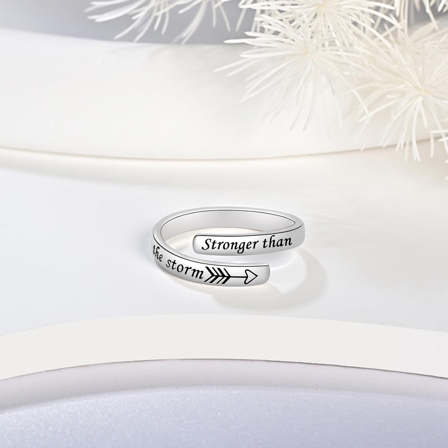 BEILIN 925 Sterling Silver Inspirational Jewelry Rings Adjustable Ring Personality Encouragement Gift for Teens Women