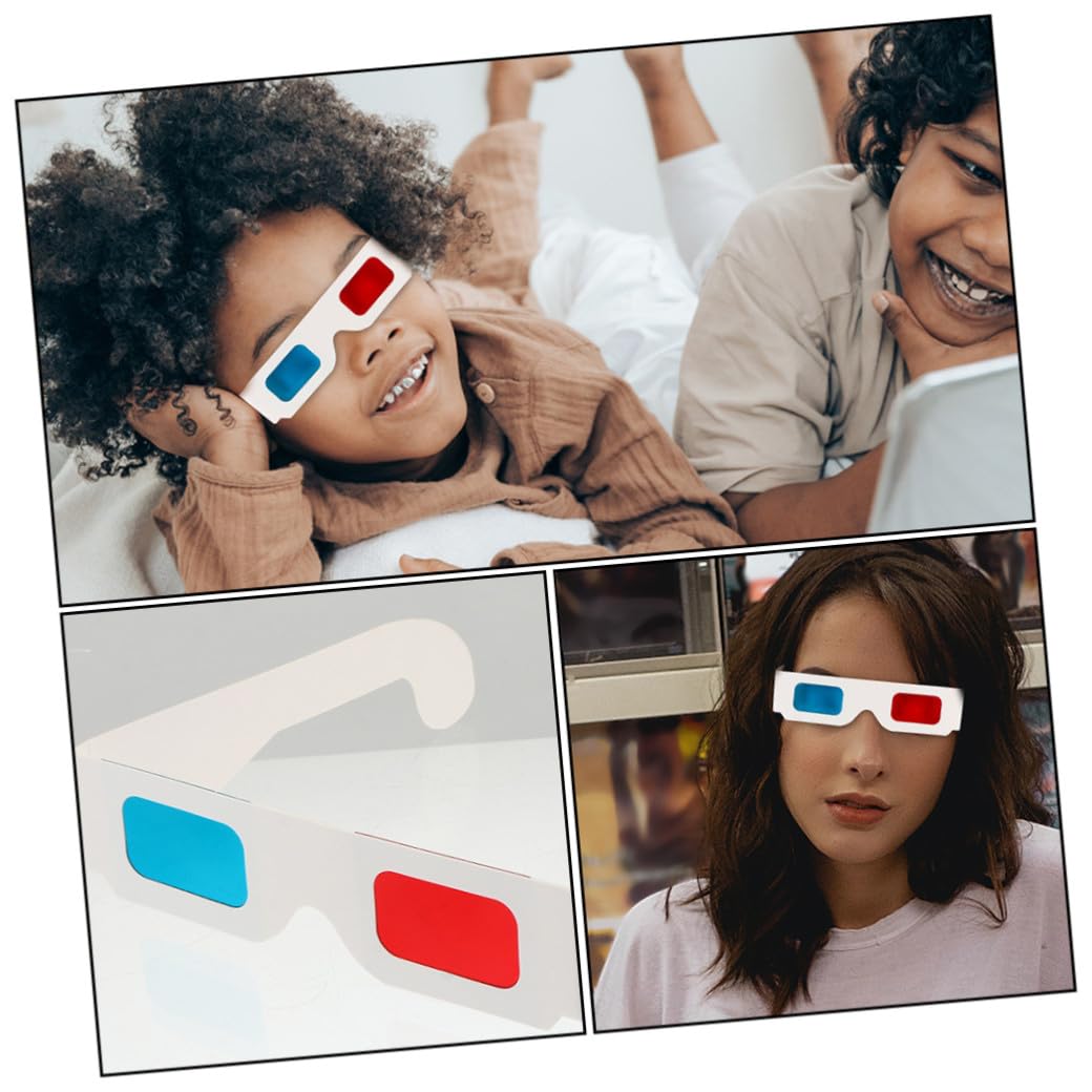 Occhiali 3d Anaglifi Monouso in Cartone Bianco per Cinema e Video 3d, Set da 30 Pezzi per Film, Videogiochi e Riviste Tridimensionali, Accessorio per Feste e Regali