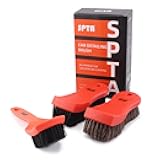 SPTA 3Pcs Car Detailing Brush Kit, Leather & Textile Interior Brush, Comfortable Grip and Scratch-Free Cleaning for Dashboard, Wheels, Seats, Foot Mats and Small Areas, Black