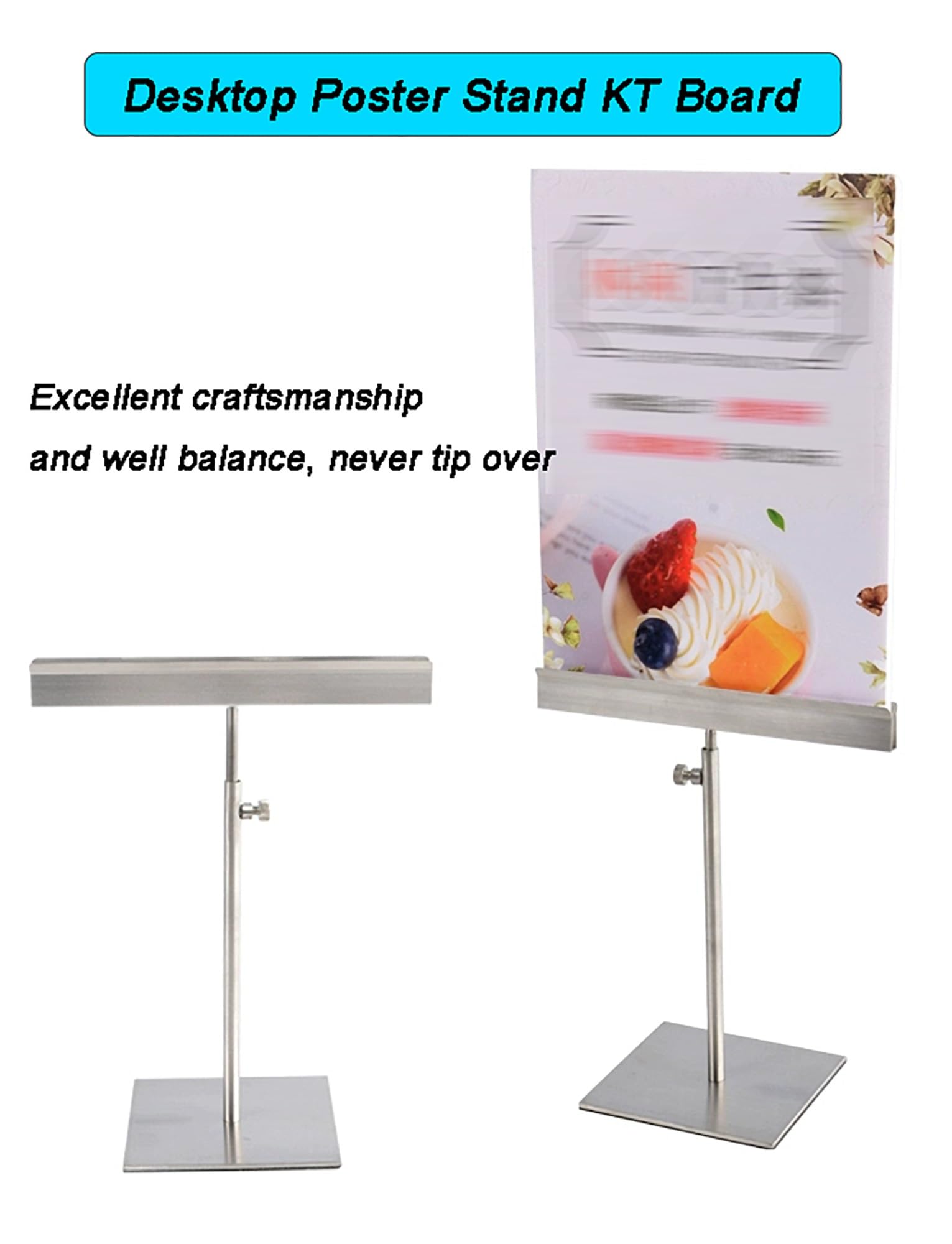 Soporte de mesa portátil ligero negro e para menús, eventos, señalización minorista, carteles, carteles, soporte para tablero