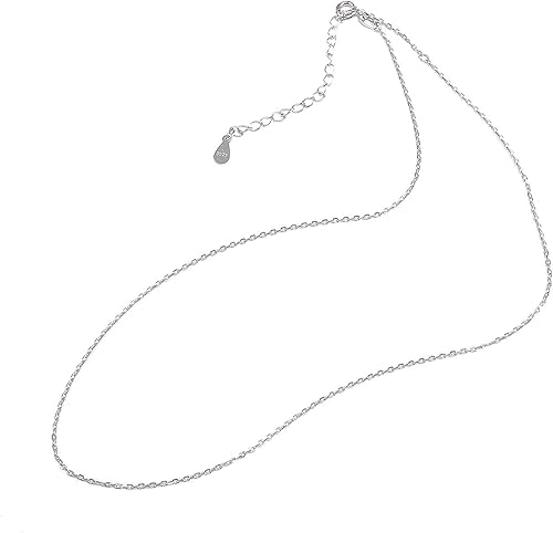 Miniatura 5 de Collar de cadena de cable de plata de ley 925 de 0039in cierre de resorte ajustable de 15 a 18 pulgadas