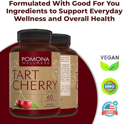 Miniatura 3 de Pomona Wellness Suplemento de cereza ácida, soporte antioxidante, ayuda a la recuperación muscular, vitamina de frutas hecha con cerezas ácidas, sin