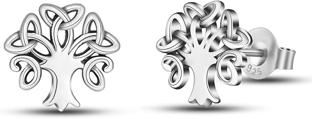 INFUSEU Silver Earrings for Women, 925 Sterling Silver Celtic Knot Tree for Life Star Stud Earrings, Fine Jewelry Gift for Women Girls (Celtic Eternal Knot-C)