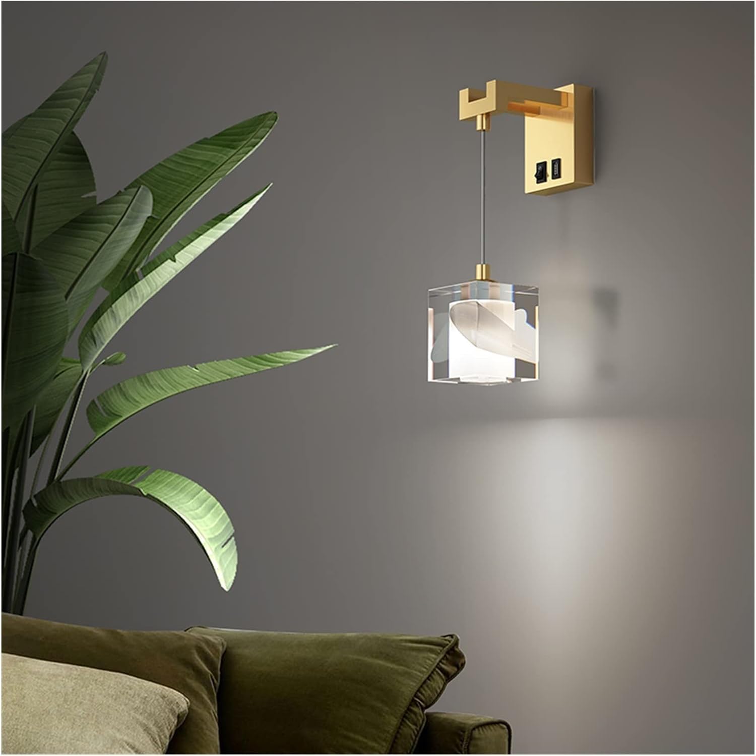 JYBNBBE Wall lamp, Crystal Wall Lamp Copper Sconce Light Gold Black Luxury Bedside Lamp Compatible with Aisle Stair Living Room Indoor Wall Lamp,Gold