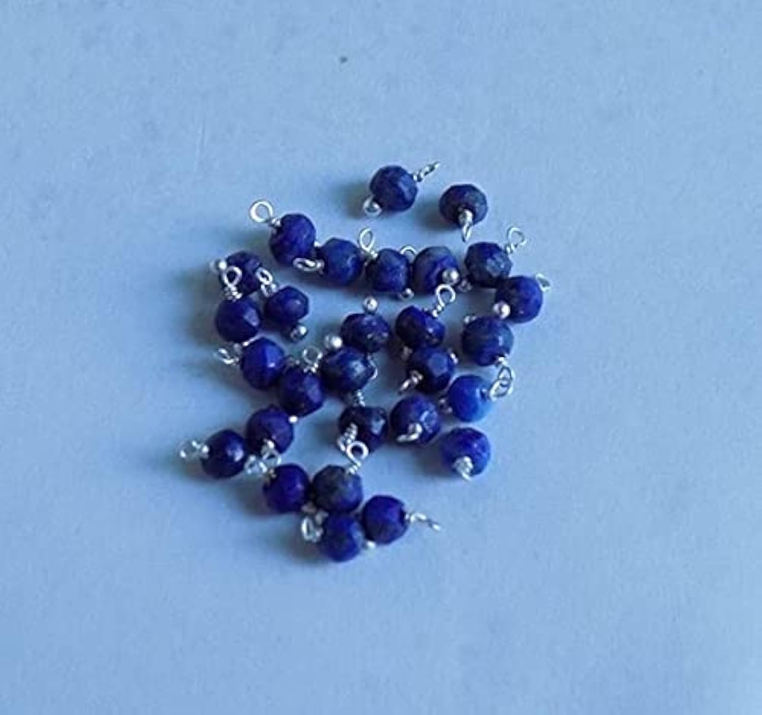 Perles lapis-lazuli vrac 3-4mm fil argenté pour création bijoux DIY
