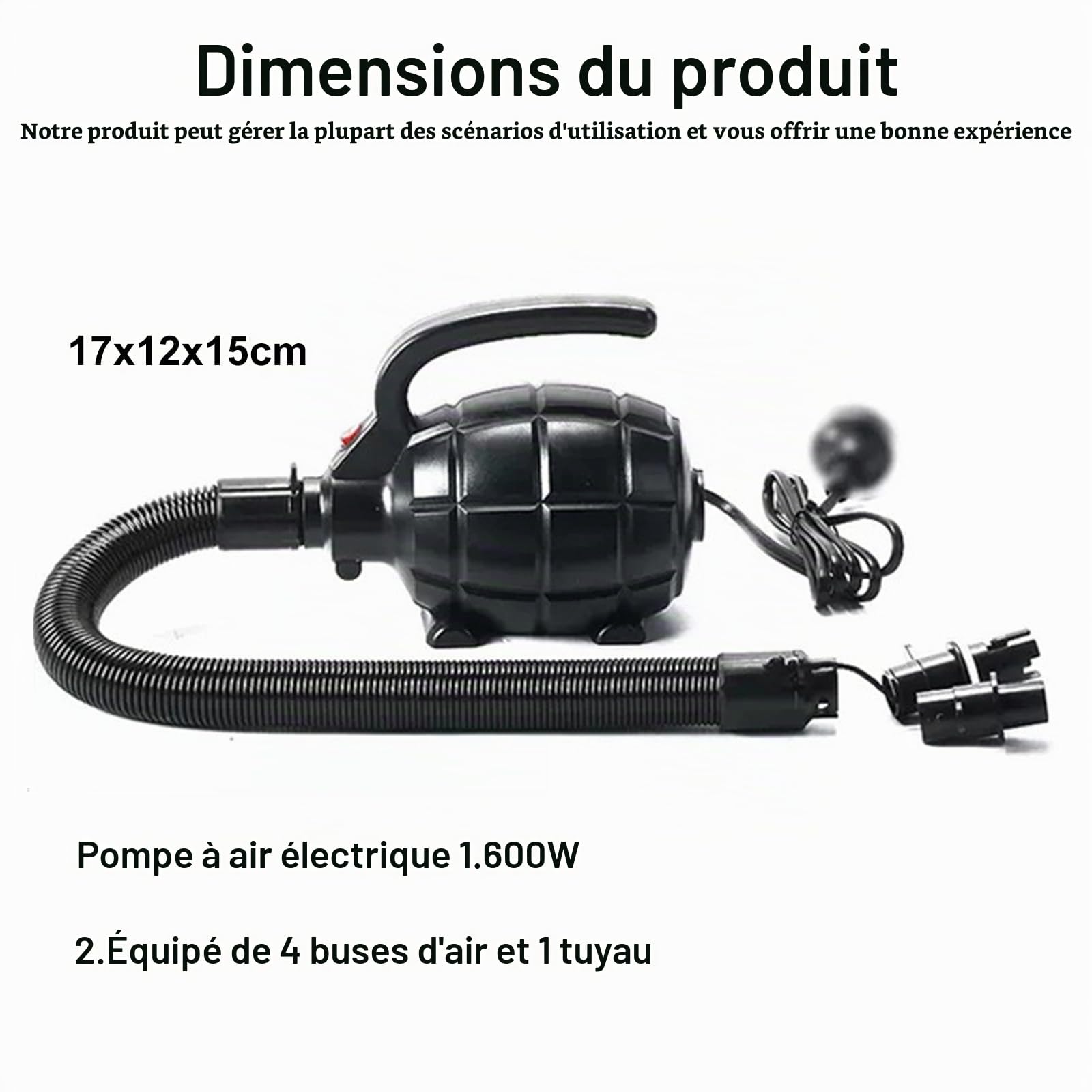 Vegena Pompe à air électrique 600 W pour coussins, lits gonflables, flottant, radeau et jouets
