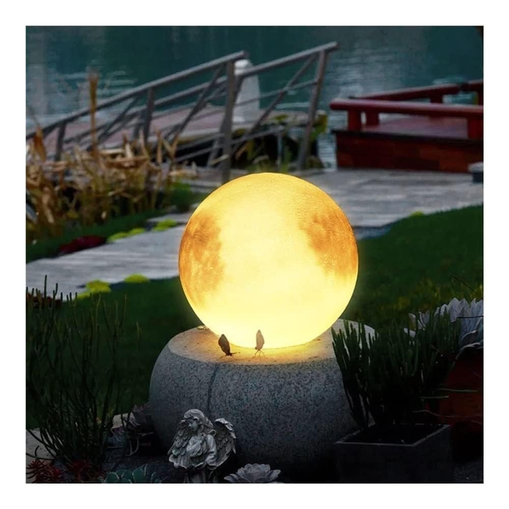 TTDGYYXW Lámpara de pie LED Recargable con Forma de Luna, 3D, Resistente al Agua, luz PIL para Exteriores, Regulable, Detive GardLight para atmósfera de salón y Comedor (Carga sin Base de 40CM)