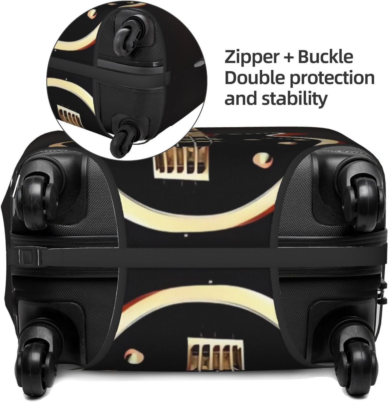 Travel Luggage Cover Elastic Luggage Covers Black Guitar Suitcase Cover Luggages Protector for Travel Anti-Scratch Suitcase Covers for Adult Washable Luggages Decorative (18-32 inch)