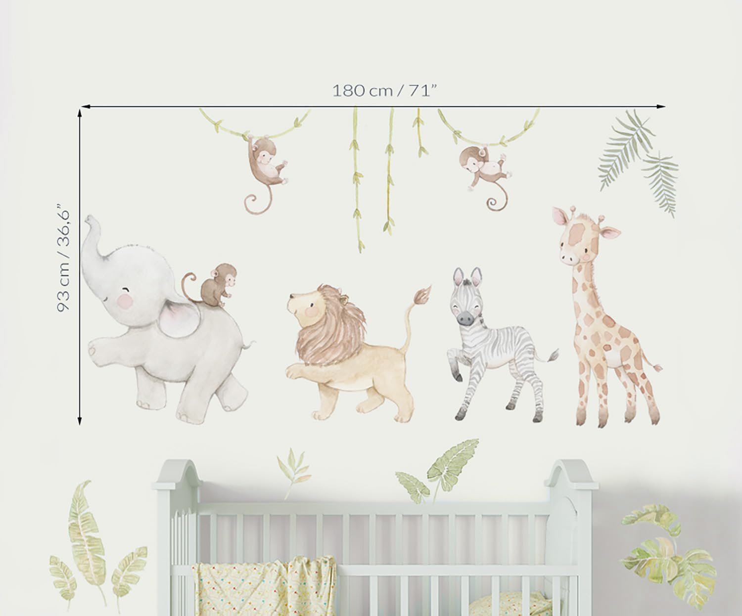 Vinilo infantil de Tela SAFARI, Pegatinas de Pared de Animales de Safari, Vinilo animales africanos.