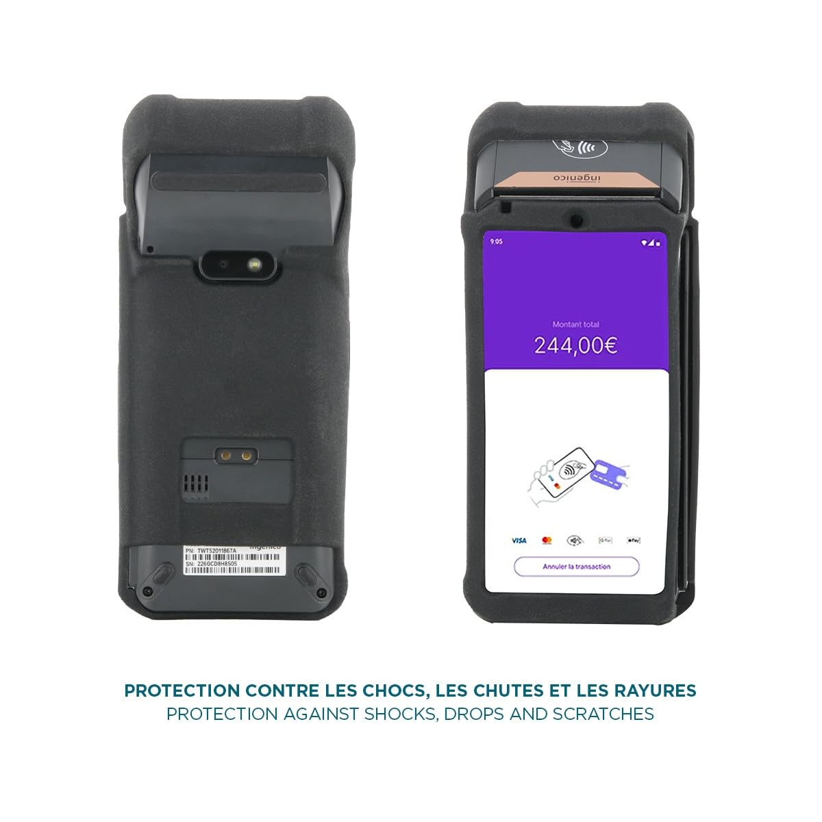 MOBILIS Custodia per Terminale di Pagamento Mobile POS Ingenico DX 8000 - Fondina Protettiva Rinforzata Compatibile con Base di Ricarica - Cover Su Misura Antiurto