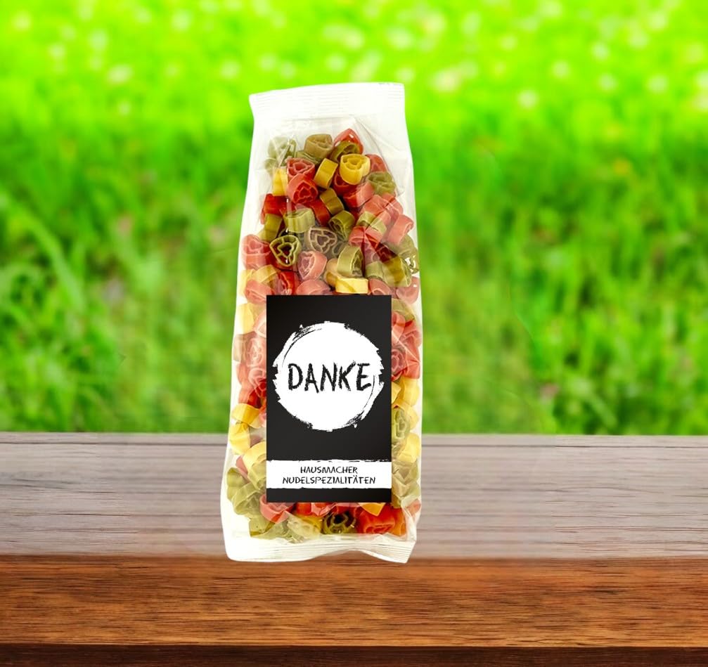 10x 250 gr. Nudeln Motiv: Danke/Geschenk/Kundengeschenk/Gastgeschenk