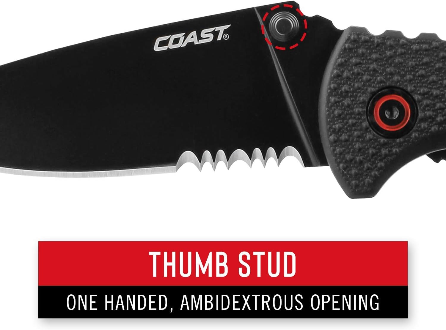 COAST RX350 Blade Assist Tactical Folding Knife with 3.625" Serrated Stainless Steel Blade