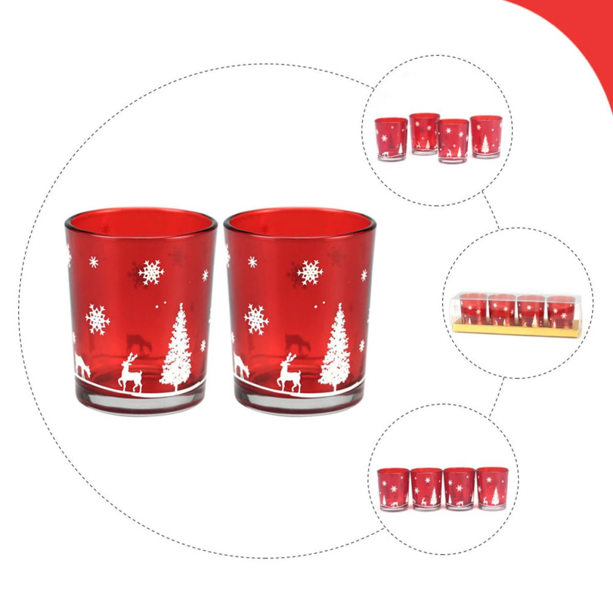 BESPORTBLE 10 Pezzi Portacandela Natalizio in Vetro Rosso, Tazza Decorativa