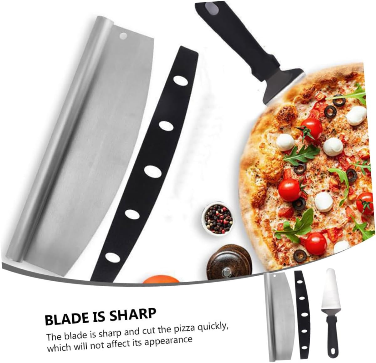 Pizza Cutter and Spatula Set 2pcs Stainless Steel Multi-function Kitchen Baking Tool with Pp Handle Cover for Homemade Pizza Preparation and Serving