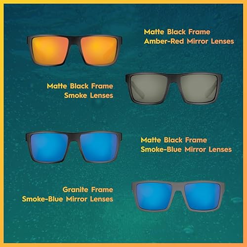 Miniatura 6 de Flying Fisherman Swirl - Lentes de sol polarizados rectangulares, marco negro matelente espejo ámbar-rojo, talla M, Marco negro matelente de espejo