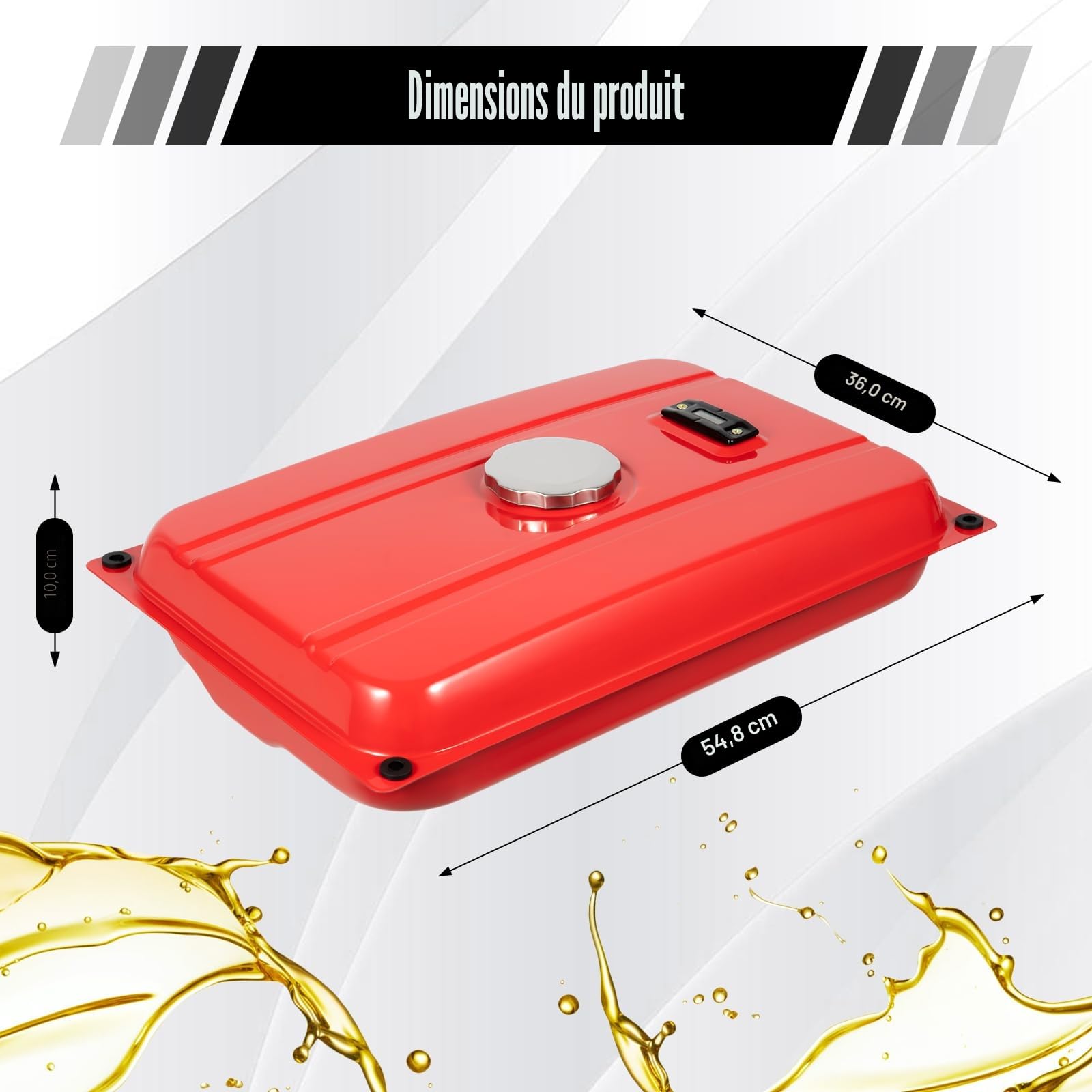 Réservoir d'essence 15 L pour générateur, réservoir de carburant avec robinet de carburant et 4 coussins absorbant les chocs, réservoir d'essence universel avec bouchon de réservoir épaissi pour