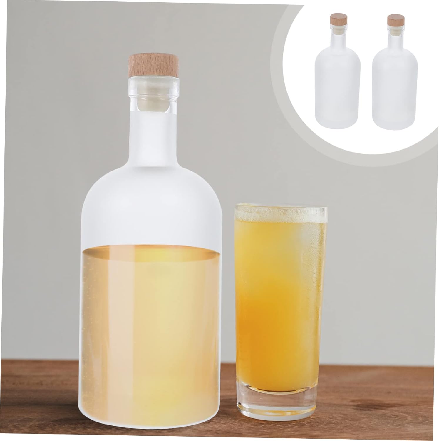 Cabilock 2pcs Diy Frosted Cider Bottles Leak Proof Glass Wine Bottles for Homemade Cider