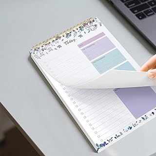 To Do List Notepad Daily Planner Notepad B5 Spiral Notebook with Schedule Organizer Task Checklist for Home Office(Purple, 26.2 * 16.5cm)