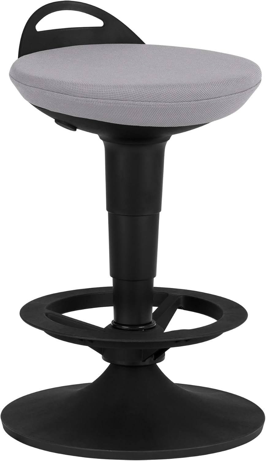 Adjustable-Height Padded Lab Stool - Light Grey