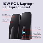 Trust Almo 2.0 PC Lautsprecher Set 10W, 3,5 mm AUX Klinke, Kompakte Größe, Lautstärkeregelung, USB-Betrieb Stereo Computer Boxen für PC, Laptop - Schwarz – Bild 2