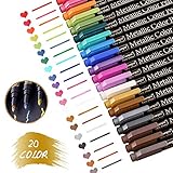 Metallic Marker Stifte, Geeignet für Schwarzes Papier, Glas, Gästebuch Hochzeit Deko, Geschenkebox Zum Gestalten, Keramik, Kunsthandwerk, 20 Farben. (style 1)