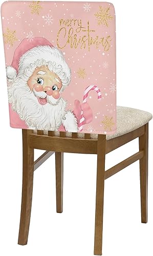 Miniatura 7 de Juego de 4 fundas para sillas de comedor con diseño de Papá Noel, diseño de copos de nieve de invierno, fundas extraíbles para sillas de cocina,