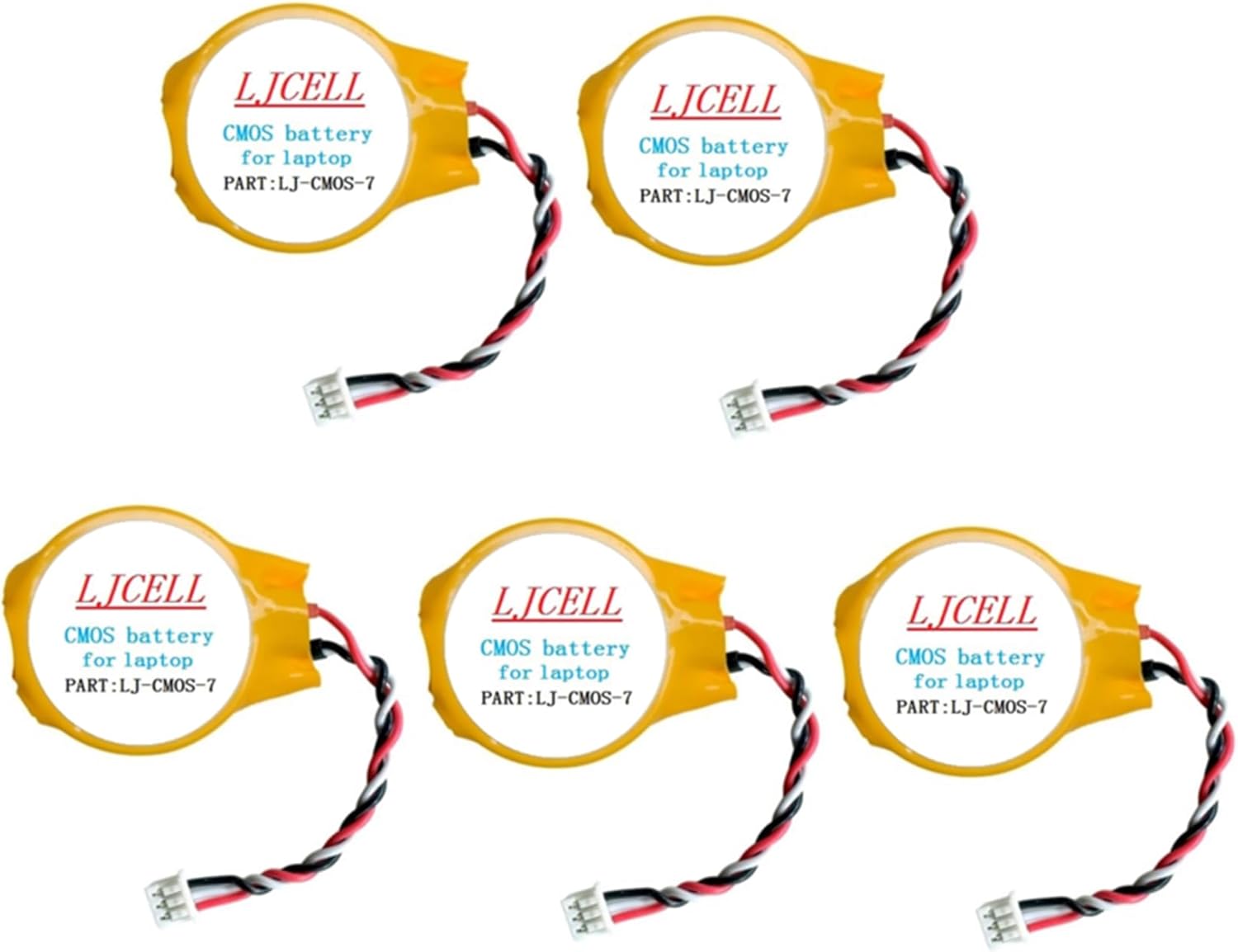 5PCS CMOS Battery for DELL Latitude E4310 E5400 E5410 E5510 E6400 E6410 E6500 E6510 Backup BIOS RTC Battery with 3 Wire Cable and Connector