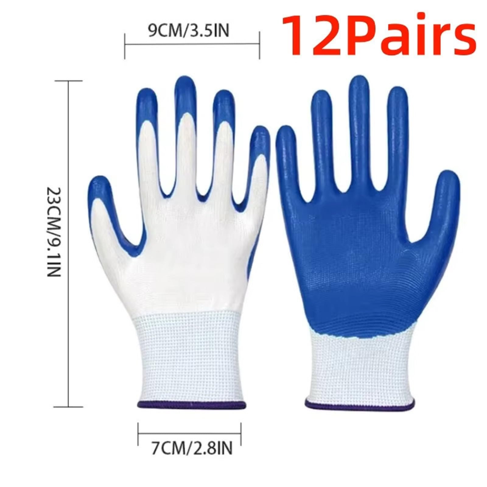 Guantes De Trabajo Antideslizantes 3 pares de guantes nitrilo transpirables antideslizantes for trabajos construcción(12 Pairs)