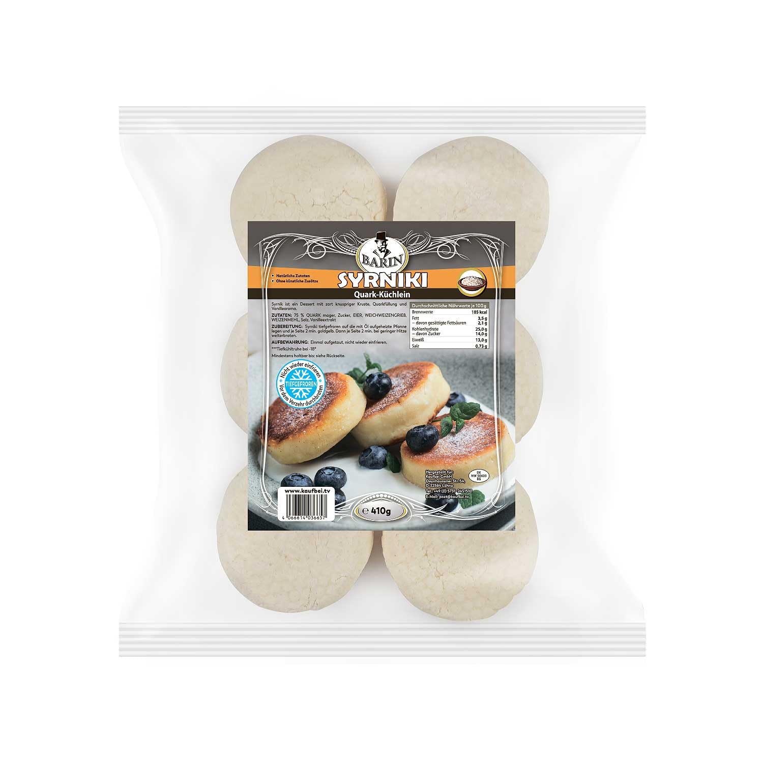 BARIN Slawische Klassiker Set 2160g Syrniki und Wareniki mit drei verschiedenen Füllungen Tiefgefrorene Russische Spezialitäten Quarkpfannkuchen Teigtaschen mit Kartoffeln, Spеck, Steinpilzen,