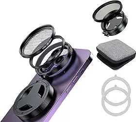 Filtro CPL magnético para iPhone, montagem rápida para lente de filtro de iPhone, filtro polarizador profissional de 52 mm para iPhone compatível com iPhone 12-16, antirreflexo, melhora as cores