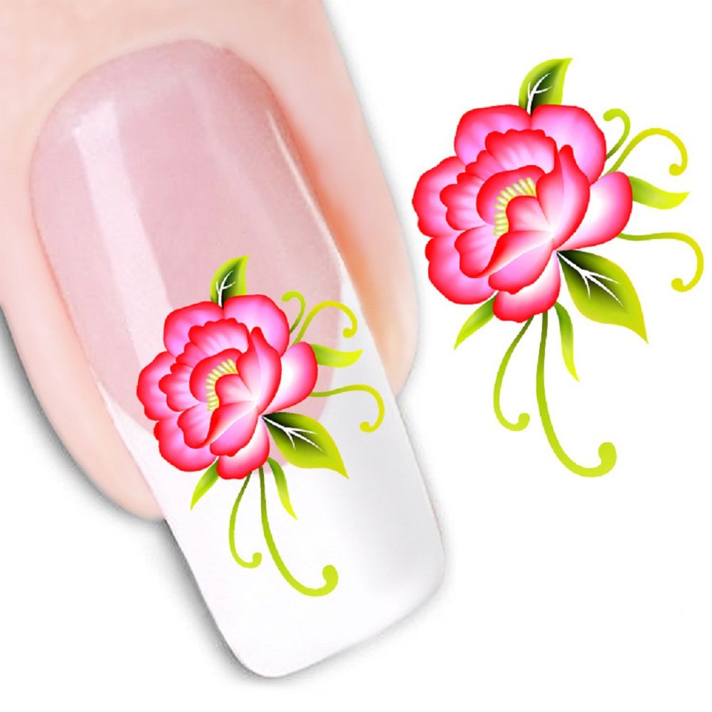 Highsun 2 Packs Pretty Flowers Nail Stickers Beautiful Fun Colorful Fashion nail