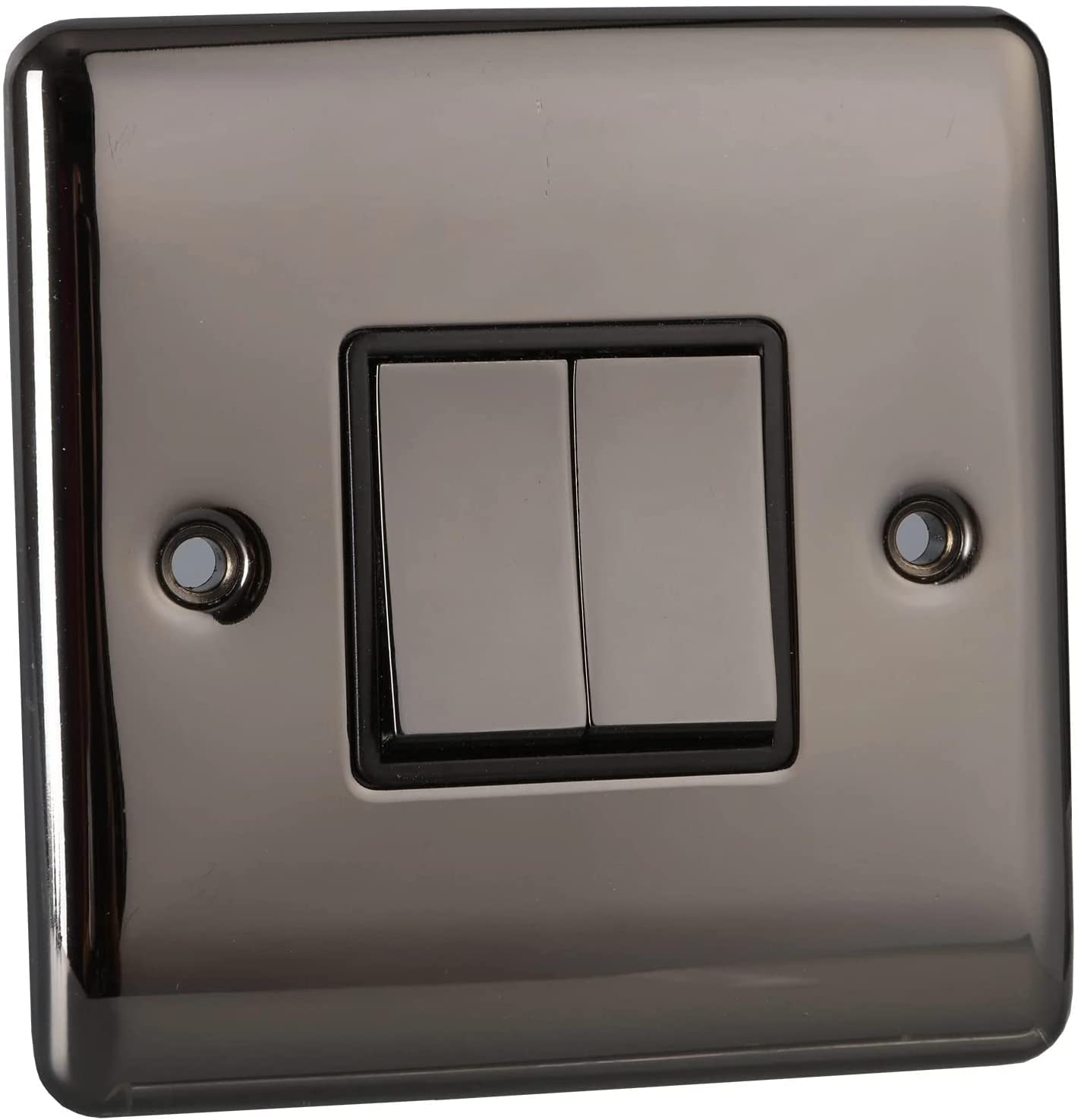 Black Nickel 2 Gang 10a Light Switch - Definition Range D02BN